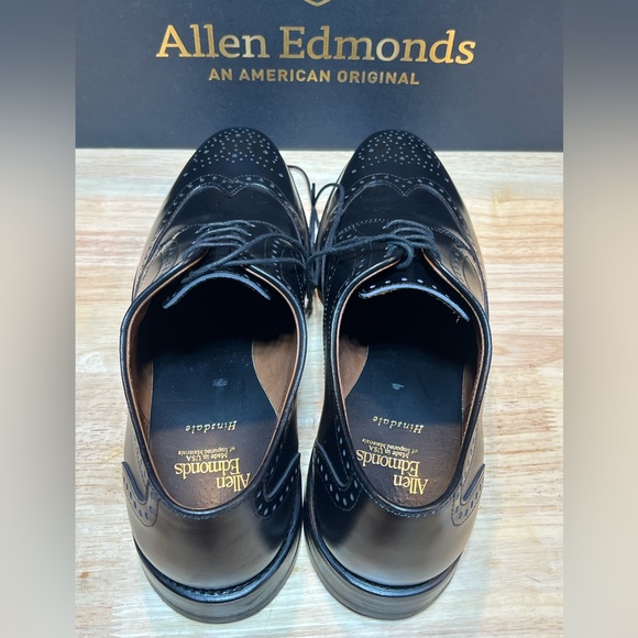 Allen Edmonds Hinsdale Men\'s Black Leather Wingtip Oxfords Sz 9.5D W Box & Bags main image 10